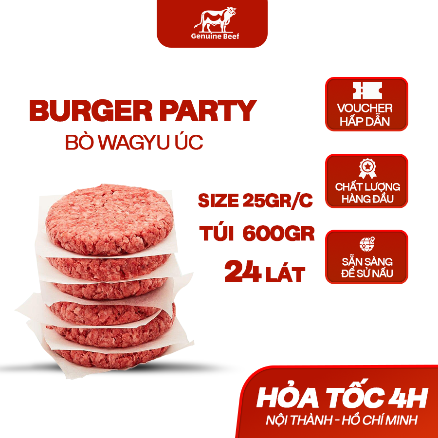  Bò Wagyu Úc Burger Patty - Đủ các size 25-50gr 