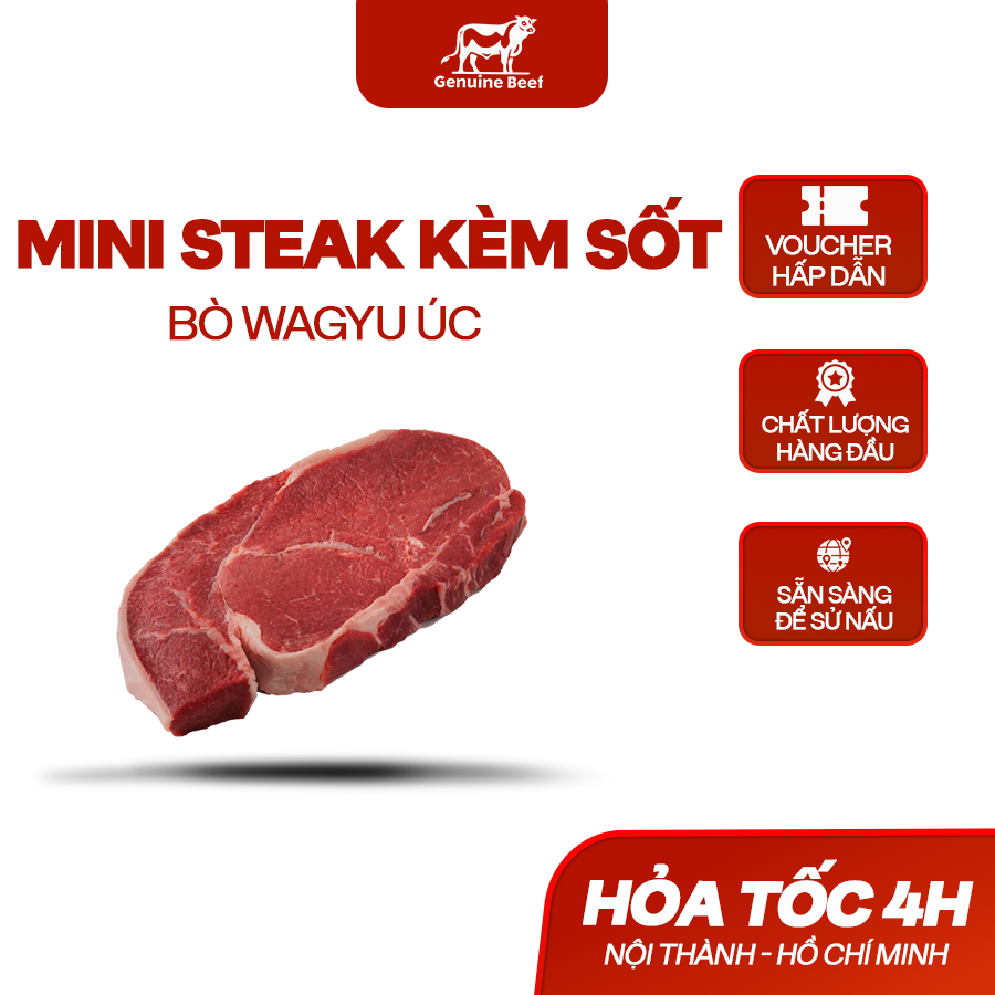  Bò Wagyu Úc Mini Steak Kèm Sốt Tiêu Đen 