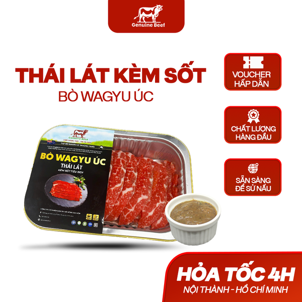  Bò Wagyu Úc Thái Lát Kèm Sốt Tiêu Đen 