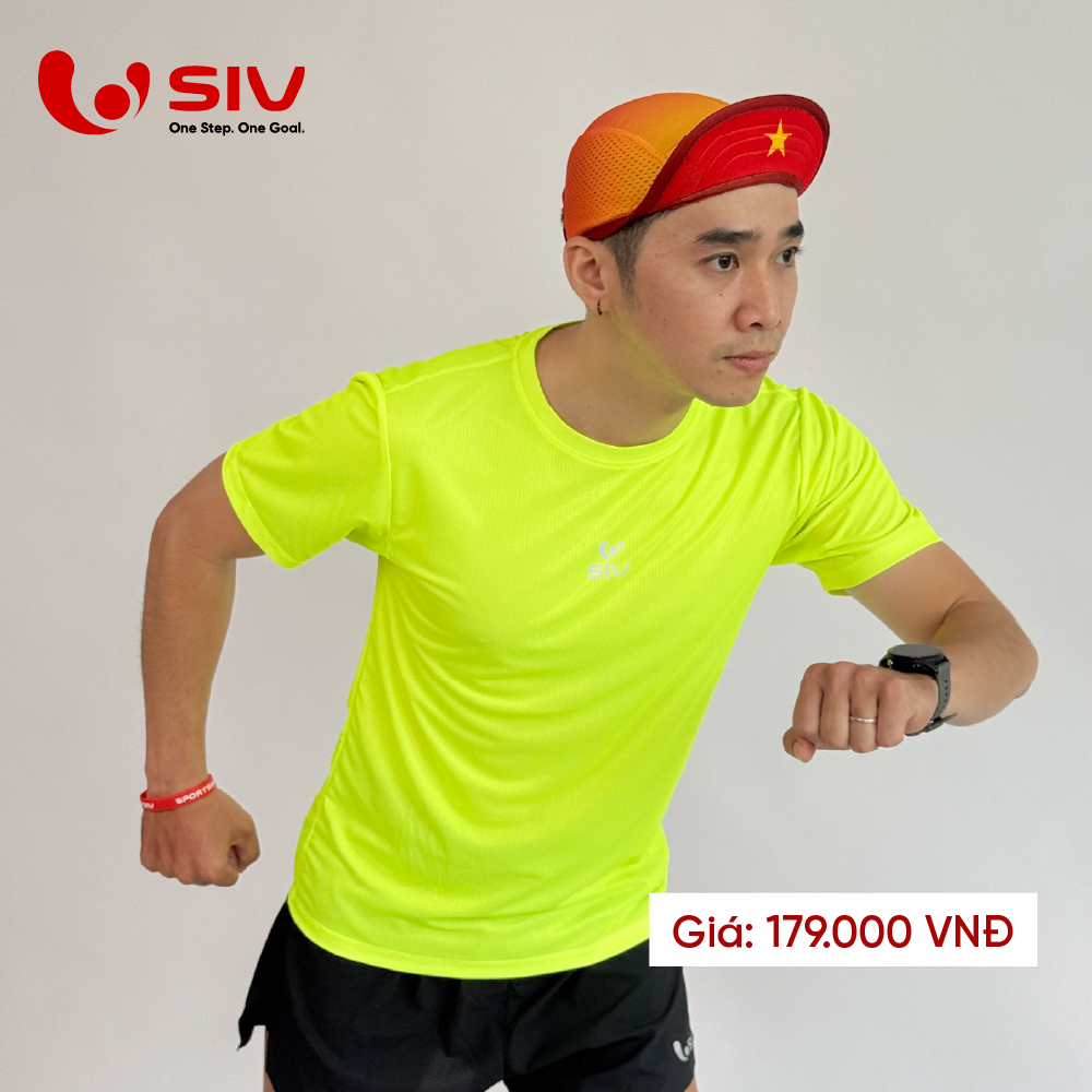  Áo chạy bộ Tshirt Basics xanh neon 