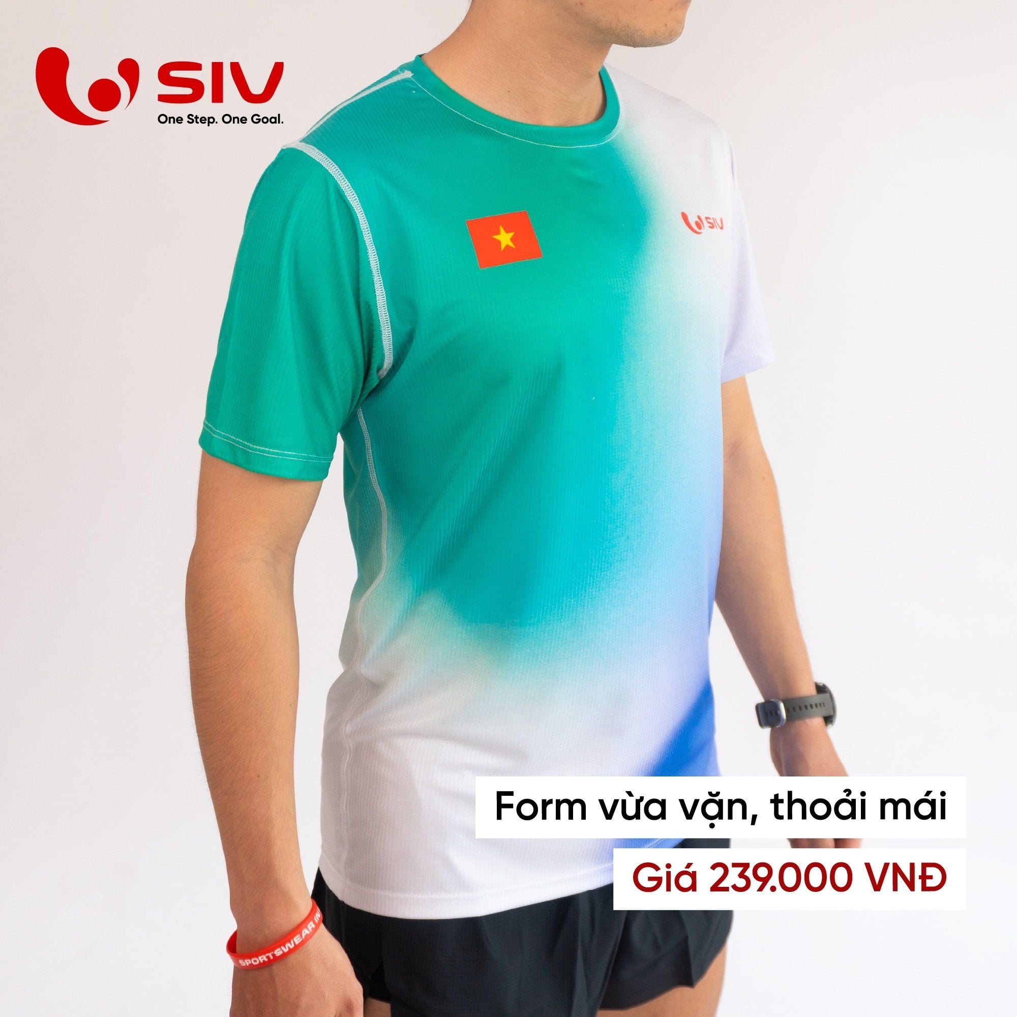  Áo chạy bộ nam SIV T-shirt Stride 