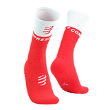  Tất Chạy Bộ Compressport Mid Compression Socks V2.0 - Fluo Red/White 