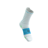  Tất Chạy Bộ Compressport Pro Racing Socks v4.0 Ultralight Run High - White/Norse Blue 