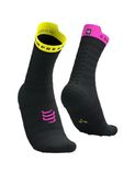  Tất thể thao Compressport - Pro Racing Socks v4.0 Ultralight Run High - BLACK/SAFE YELLOW/NEO PINK 
