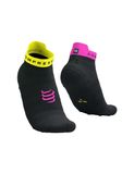  Tất thể thao Compressport - Pro Racing Socks v4.0 Ultralight Run Low - BLACK/SAFE YELLOW/NEO PINK 