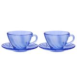  Bộ 2 tách và 2 dĩa D9005B2 Duralex -  Beau Rivage Xanh  180ml Thủy tinh cường lực cao cấp Pháp 