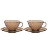  Bộ 2 tách và 2 dĩa D9005C2 Duralex -  Beau Rivage nâu khói 180ml Thủy tinh cường lực cao cấp Pháp 
