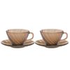  Bộ 2 tách và 2 dĩa D9005C2 Duralex -  Beau Rivage nâu khói 180ml Thủy tinh cường lực cao cấp Pháp 