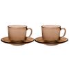  Bộ 2 tách và 2 dĩa D9014C2 Duralex -  Lys nâu khói Creole 220ml Thủy tinh cường lực cao cấp Pháp 