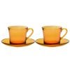  Bộ 2 tách và 2 dĩa D9006D2 Duralex -  Lys vàng Amber 180ml Thủy tinh cường lực cao cấp Pháp 