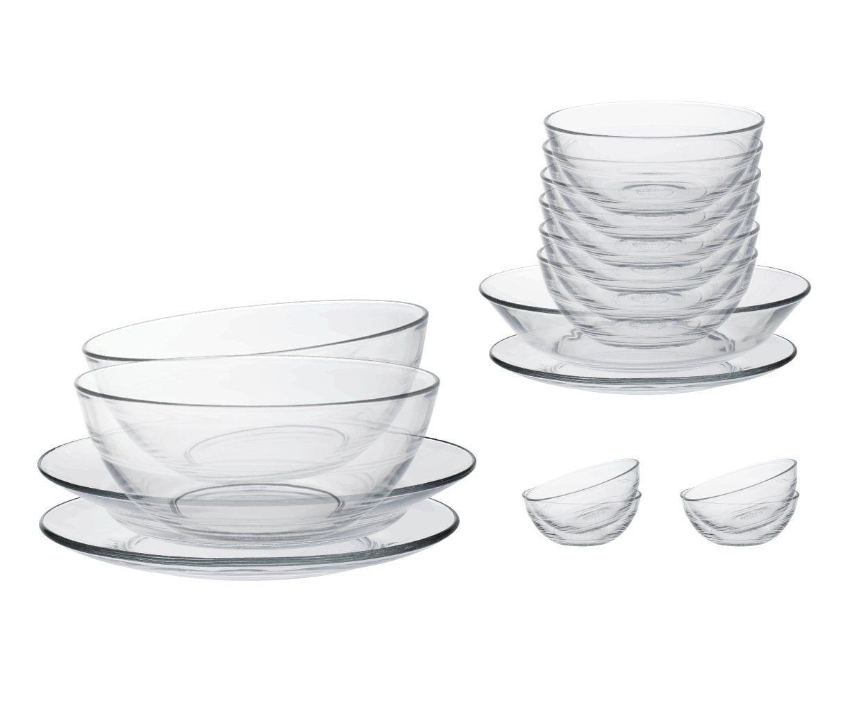  Bộ bàn ăn 16 món D7016AG Duralex -  Gigogne trong Clear Thủy tinh cường lực cao cấp Pháp 