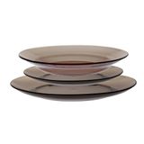  Bộ 3 dĩa D3168LC Duralex  - Lys Nâu khói Sepia 3 size Thủy tinh cường lực cao cấp Pháp [Chính Hãng] 
