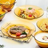  Bộ 3 dĩa D3168LD Duralex - Lys Vàng Amber 3 size Thủy tinh cường lực cao cấp Pháp [Chính Hãng] 