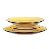  Bộ 3 dĩa D3168LD Duralex - Lys Vàng Amber 3 size Thủy tinh cường lực cao cấp Pháp [Chính Hãng] 