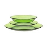  Bộ 3 dĩa D3678LG Duralex - Lys Xanh Green 3 size Thủy tinh cường lực cao cấp Pháp [Chính Hãng] 