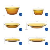  Bộ bàn ăn 12 D7012LD Duralex -  Lys vàng Amber Thủy tinh cường lực cao cấp Pháp 