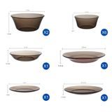  Bộ bàn ăn 12 D7012LC Duralex -  Lys Nâu khói Sepia Thủy tinh cường lực cao cấp Pháp 