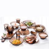  Bộ bàn ăn 12 D7012LC Duralex -  Lys Nâu khói Sepia Thủy tinh cường lực cao cấp Pháp 