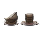  Bộ bàn ăn 12 D7012LC Duralex -  Lys Nâu khói Sepia Thủy tinh cường lực cao cấp Pháp 