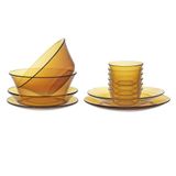  Bộ bàn ăn 12 D7012LD Duralex -  Lys vàng Amber Thủy tinh cường lực cao cấp Pháp 
