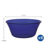  Bộ 6 tô D2007F Duralex - Lys Xanh Saphir  17cm Thủy tinh cường lực cao cấp Pháp [Chính Hãng] 