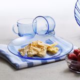  Bộ 2 dĩa D3008B Duralex - Lys Xanh Marine 19 cm Thủy tinh cường lực cao cấp Pháp [Chính Hãng] 