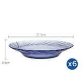  Bộ 6 dĩa D3002B Duralex - Beau Rivage Xanh Marine 21,5cm Thủy tinh cường lực cao cấp Pháp [Chính Hãng] 