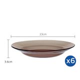  Bộ 6 dĩa D3011C Duralex - lys Nâu Khói Sepia 23 cm  Thủy tinh cường lực cao cấp Pháp [Chính Hãng] 