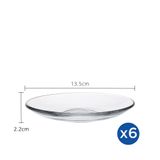  Bộ 6 Dĩa D4007A Duralex - Gigogne Trong Clear 13.5cm Thủy tinh cường lực cao cấp Pháp [Chính Hãng] 