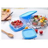  Hộp thực phẩm D9023A Duralex - Freshbox Nắp Xanh Blue 2000ml Thủy tinh cường lực cao cấp Pháp [Chính Hãng] 