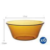  Bộ 6 tô D2007D Duralex - Lys Vàng Amber  17cm Thủy tinh cường lực cao cấp Pháp [Chính Hãng] 