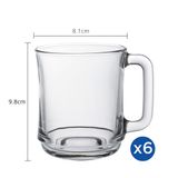  Bộ 6 ly có quai D4018A Duralex - Lys Trắng Clear 310ml Thủy tinh cường lực cao cấp Pháp [Chính Hãng] 