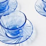  Bộ 6 tách và 6 dĩa D9005B Duralex - Beau Rivage Xanh Marine 180ml  Thủy tinh cường lực cao cấp Pháp [Chính Hãng] 