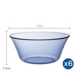  Bộ 6 tô D2007B Duralex - Lys Xanh Marine  17cm Thủy tinh cường lực cao cấp Pháp [Chính Hãng] 