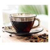  Bộ 6 tách và 6 dĩa D9005C Duralex -  Beau Rivage Nâu Khói Sepia 180ml Thủy tinh cường lực cao cấp Pháp [Chính Hãng] 