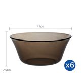  Bộ 6 tô D2007C Duralex - Lys Nâu khói Sepia 17cm Thủy tinh cường lực cao cấp Pháp [Chính Hãng] 