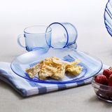 Bộ 6 dĩa D3008B Duralex - Lys Xanh Marine 19 cm Thủy tinh cường lực cao cấp Pháp [Chính Hãng] 