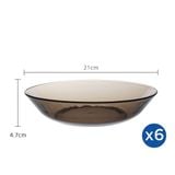  Bộ 6 dĩa D3014C Duralex - Lys Nâu khói Sepia 21cm Thủy tinh cường lực cao cấp Pháp [Chính Hãng] 