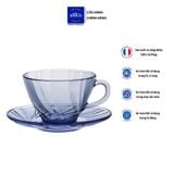  Bộ 6 tách và 6 dĩa D9005B Duralex - Beau Rivage Xanh Marine 180ml  Thủy tinh cường lực cao cấp Pháp [Chính Hãng] 