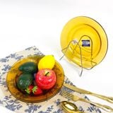  Dĩa thủy tinh D3018D Duralex - Lys vàng Amber -  28cm Thủy tinh cường lực cao cấp Pháp [Chính Hãng] 