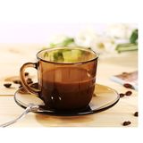  Bộ 6 tách và 6 dĩa D9014C Duralex -  Lys nâu khói Sepia 220 ml Thủy tinh cường lực cao cấp Pháp [Chính Hãng] 