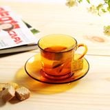  Bộ 6 tách và 6 dĩa D9006D Duralex - Lys Vàng Amber 220 ml Thủy tinh cường lực cao cấp Pháp [Chính Hãng] 