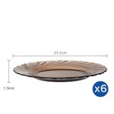  Bộ 6 dĩa D3001C Duralex - Beau Rivage nâu khói Sepia 23.5cm Thủy tinh cường lực cao cấp Pháp [Chính Hãng] 