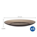  Bộ 6 dĩa D3006C Duralex - Lys Nâu khói Sepia 23,5cm Thủy tinh cường lực cao cấp Pháp [Chính Hãng] 