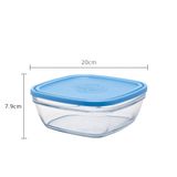  Hộp thực phẩm D9023A Duralex - Freshbox Nắp Xanh Blue 2000ml Thủy tinh cường lực cao cấp Pháp [Chính Hãng] 