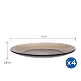  Bộ 4 dĩa D3008C Duralex - Lys Nâu Khói Sepia 19 cm Thủy tinh cường lực cao cấp Pháp [Chính Hãng] 