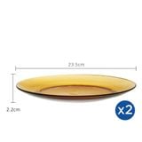  Bộ 2 dĩa D3006D Duralex - Lys vàng Amber 23,5cm Thủy tinh cường lực cao cấp Pháp [Chính Hãng] 