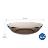  Bộ 2 dĩa D3014C Duralex - Lys Nâu khói Sepia 21cm Thủy tinh cường lực cao cấp Pháp [Chính Hãng] 