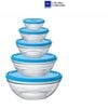  Bộ Hộp thực phẩm D9072A Duralex - Freshbox nắp tròn xanh Blue 5 size Thủy tinh cường lực Pháp 