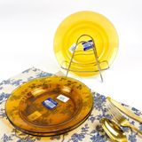  Bộ 2 dĩa D3011D Duralex - lys vàng Amber 23 cm Thủy tinh cường lực cao cấp Pháp [Chính Hãng] 